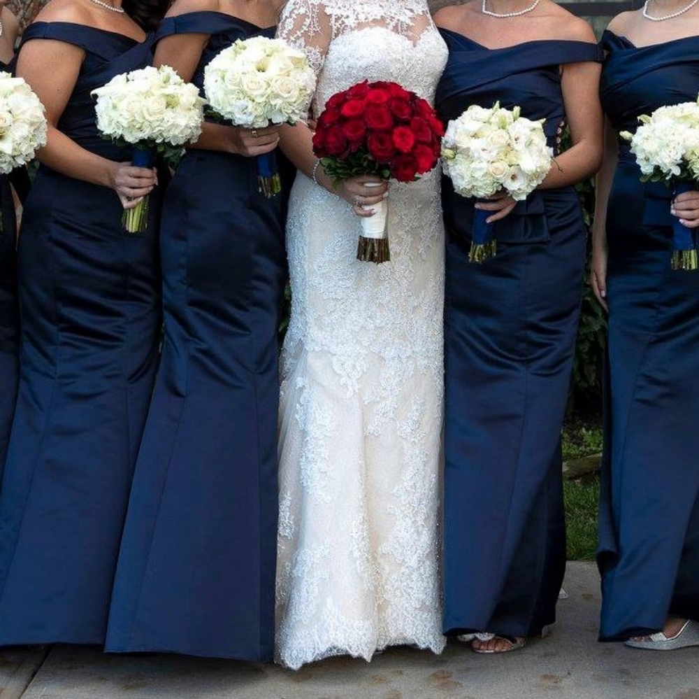 Navy Blue Bill Levkoff formal wedding dress - 4